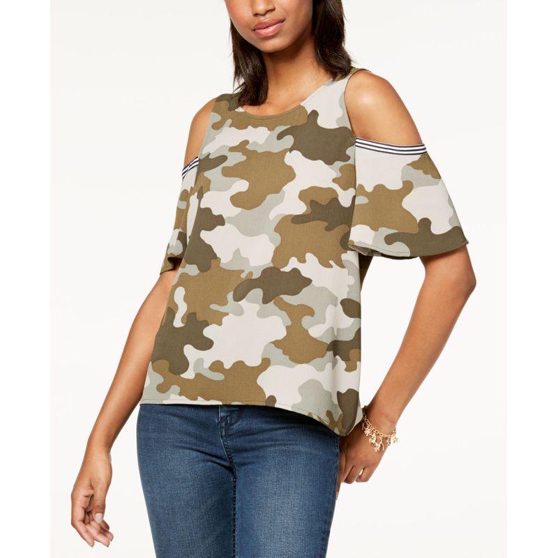 Gypsies Moondust Juniors Printed Cold Shoulder Top